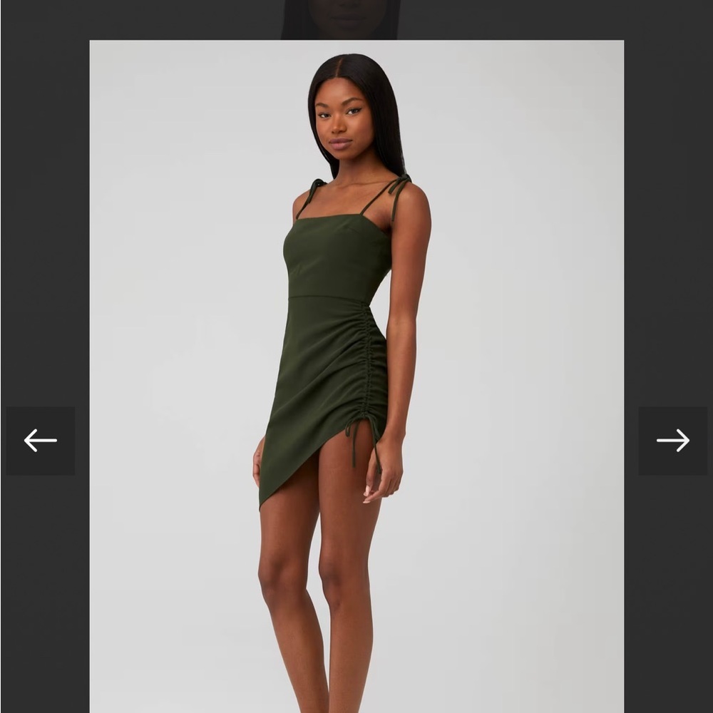 Amanda Uprichard Chiara Dress Green Ruched Mini Dress Adjustable Straps
Revolve - Picture 2 of 3